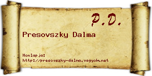 Presovszky Dalma névjegykártya